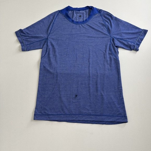 Lululemon Basic‎ Shirt Mens M Blue Short Sleeve Crew Neck Active Gym Athletic - Picture 1 of 8
